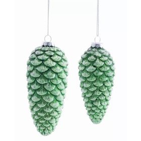 Pine Cone Ornament (Set of 6) 6"H, 6.5"H Glass