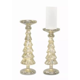 LED Candle Holder (Set of 2) 12"H, 14"H Glass 6 Hr Timer 3 AA Batteries, Not Included