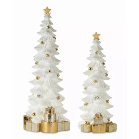 Tree with Packages (Set of 2) 17"H, 21"H Resin