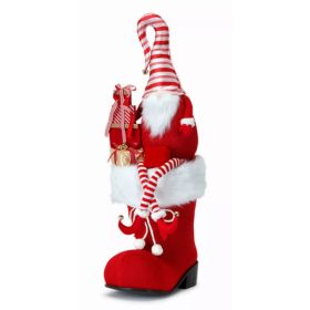 Elf in Santa Boot 24"H Glass/Foam (Pack of 1)