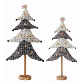 Tree (Set of 2) 21"H, 25"H Polyester/Wood