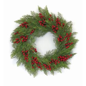 Pine and Berry Wreath 23"D Plastic (Pack of 1)