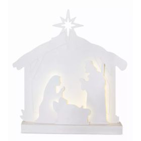 LED Nativity Scene 15"L x 16"H Polyester/MDF 6 Hr Timer 3 AA Batteries, Not Included (Pack of 1)