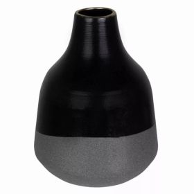 Dora Small Cement Gray and Black Dipped Vase (Pack of 1)
