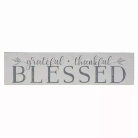 Rustic Gray and White Grateful Thankful Blessed Wall decor (Pack of 1)