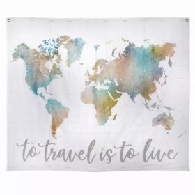 Watercolor To Travel Is To Live Map Hanging Wall Tapestry (Pack of 1)