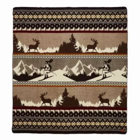 Queen Size Ultra Soft Brown Ski Mountain Handmade Woven Blanket (Pack of 1)
