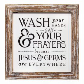 12.5" x 12.5" Distressed Brown"Wash Your Hands" Wall Art (Pack of 1)