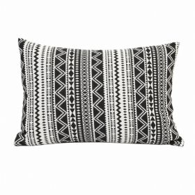 Modern Boho Black And White Stripe Lumbar Accent Pillow (Pack of 1)