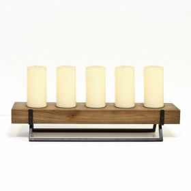 5-Candle Metal and Wood Holder Centerpiece (Pack of 1)