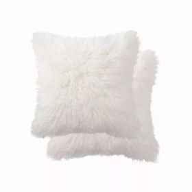 18" x 18" x 5" Off White, Faux Fur - Pillow 2-Pack (Pack of 1)