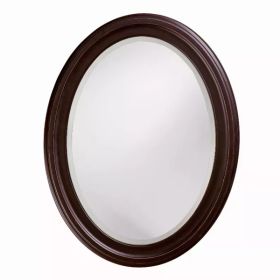 Oval Oil Rubbed Bronze Mirror with Wooden Grooves Frame (Pack of 1)