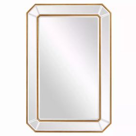 Recatngle Gold Leaf Mirror with Angledecorners Frame (Pack of 1)