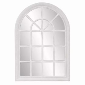 White Washed Mirror with Arched Panel Window Design (Pack of 1)