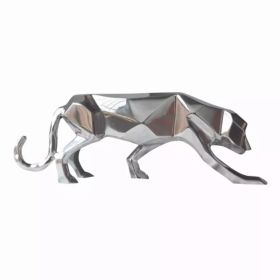 Silver Aluminum Geometric Panther Sculpture (Pack of 1)