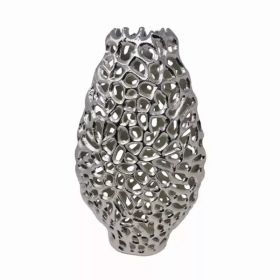 18" Oval Table Vase in  Shiny Nickel Finished (Pack of 1)