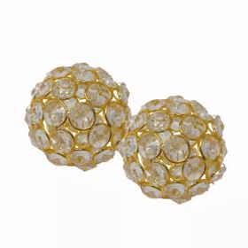 Set of 2  3" Polished Spheres in Brilliant Shiny Luster Finished and Golden Frame