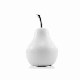 White Coated Mini Pear Shaped Aluminum Accent Home decor (Pack of 1)