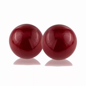 Set of 2 Classic Red Poppy Enameled Aluminum Spheres
