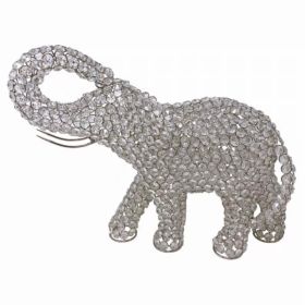 Elephant Sculpture on Faux Crystals Frame decorative Table Top (Pack of 1)