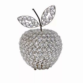 Silver Apple Shaped Medium Sculpture on Faux Crystals Frame decorative Table Top (Pack of 1)