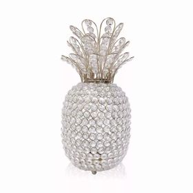 Silver Pineapple Shaped Medium Sculpture on Faux Crystals Frame decorative Table Top (Pack of 1)