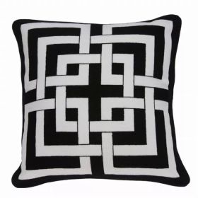 20" x 7" x 20" Transitional Black and White Pillow Cover With Poly Insert (Pack of 1)