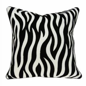 20" x 7" x 20" Transitional Black and White Zebra Pillow Cover With Poly Insert (Pack of 1)