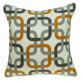 20" x 0.5" x 20" Transitional Gray, Orange & White Accent Pillow Cover (Pack of 1)