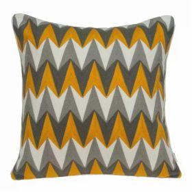20" x 0.5" x 20" Transitional Gray, Orange & White Cotton Pillow Cover (Pack of 1)