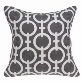 20" x 0.5" x 20" Transitional Gray and White Cotton Pillow Cover (Pack of 1)