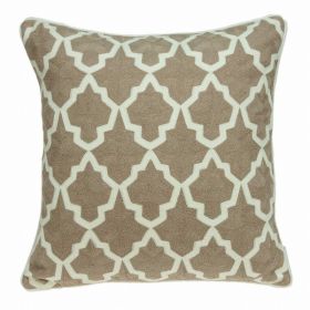 20" x 7" x 20" Transitional Beige and White Pillow Cover With Poly Insert (Pack of 1)