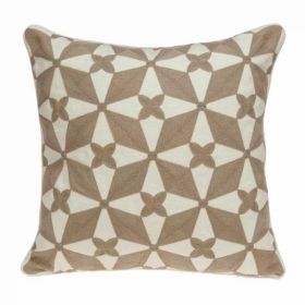 20" x 7" x 20" Transitional Beige and White Cotton Pillow Cover With Poly Insert (Pack of 1)