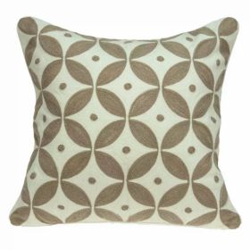 20" x 0.5" x 20" Transitional Beige and White Cotton Pillow Cover (Pack of 1)
