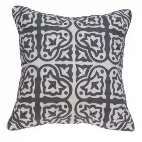 20" x 0.5" x 20" Stunning Traditional Gray and White Pillow Cover (Pack of 1)