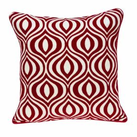 20" x 0.5" x 20" Transitional Red and White Pillow Cover (Pack of 1)