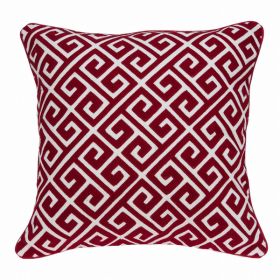 20" x 7" x 20" Transitional Red and White Cotton Pillow Cover With Poly Insert (Pack of 1)