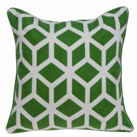 20" x 0.5" x 20" Transitional Green and White Pillow Cover (Pack of 1)