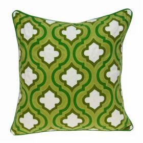 20" x 7" x 20" Cool Traditional Green and White Pillow Cover With Poly Insert (Pack of 1)