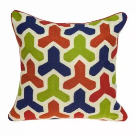 20" x 7" x 20" Handmade Transitional Red And Blue Pillow Cover With Poly Insert (Pack of 1)