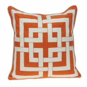 20" x 7" x 20" Transitional Orange And Off White Pillow Cover With Poly Insert (Pack of 1)