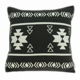 20" x 7" x 20" Southwest Black Cotton Pillow Cover With Poly Insert (Pack of 1)