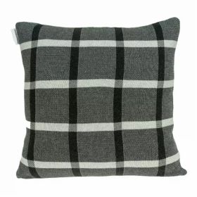 Gray Plaid Cotton Pillow Cover (Pack of 1)
