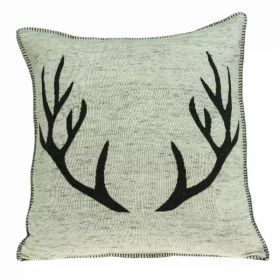 Square Grey and Black Stag Pillow Cover (Pack of 1)