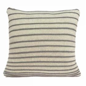 Casual Square Tan and Gray Stripe Accent Pillow Cover (Pack of 1)
