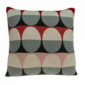 20" x 0.5" x 20" Transitional Gray And Red Cotton Pillow Cover (Pack of 1)