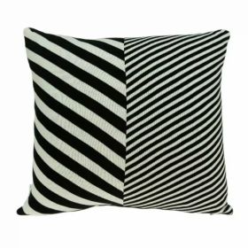 18" x 5" x 18" Transitional White & Black Pillow Cover With Poly Insert (Pack of 1)