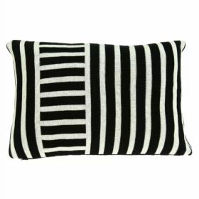 Elegant Black and White Lumbar Accent Pillow Cover (Pack of 1)