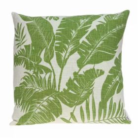 Tropical Green Palm Leaf on Beige Pillow Cover (Pack of 1)