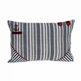 20" x 6" x 14" Nautical Blue Pillow Cover With Down Insert (Pack of 1)